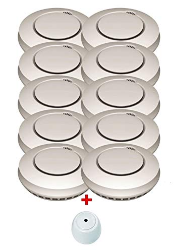 Funk Rauchmelder 10 er Set GS559A - Hitzemelder - Brandmelder EN14604:2005/AC-2008 mit kostenlosem Wassermelder GS158