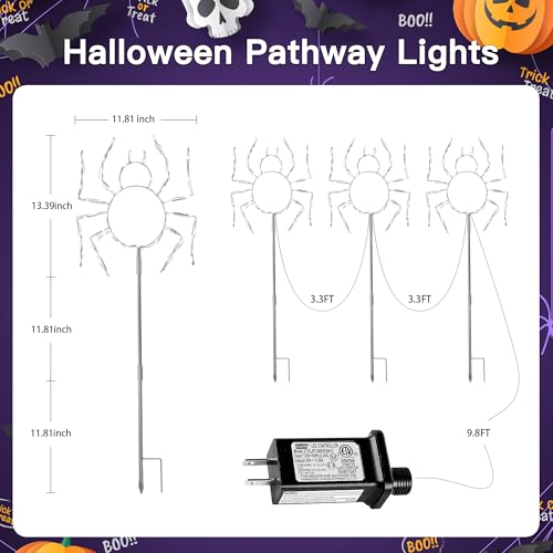 Luces decorativas Halloween araña 3 unidades miniatura 6