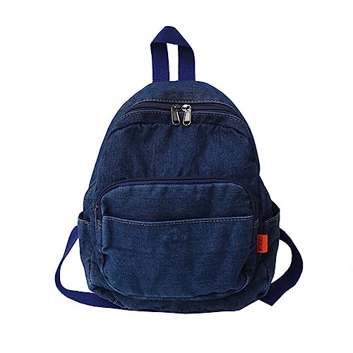 MaxxCloud Vintage Denim Backpack Tote Satchel Hiking Knapsack Canvas Backpack Travel Bag Handbag Purse Rucksack (519 dark blue)
