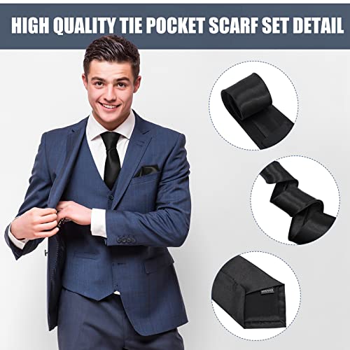 Image of Zhanmai 48 Pcs Men Solid Color Ties and Pocket Square Set Satin Necktie Business Handkerchief for Wedding Party
