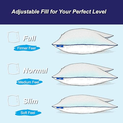  Queen Cooling Side Sleeper Pillow, Shredded Memory Foam Adjustable - image 4