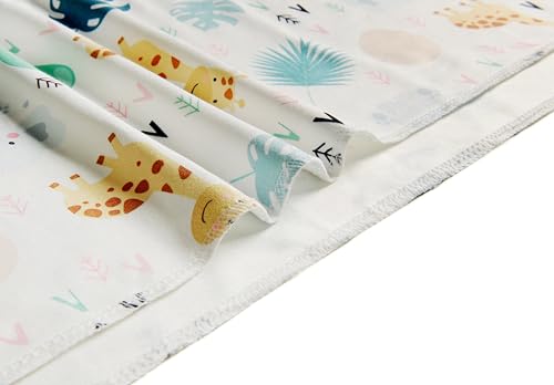Image of Newborn Baby Swaddle and Headband Beanie Set Animal Print Receiving Blanket with a Name Card (Green and White)