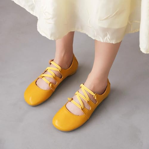 Round Toe Flats Shoes Women Dolly Work Low Heel4