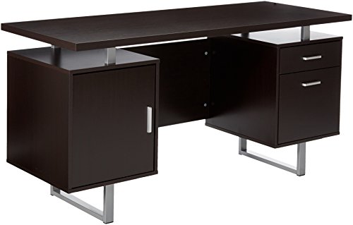 Coaster Home Furnishings Coaster Glavan Contemporary Cappuccino Office Metal Sled Legs and Floating