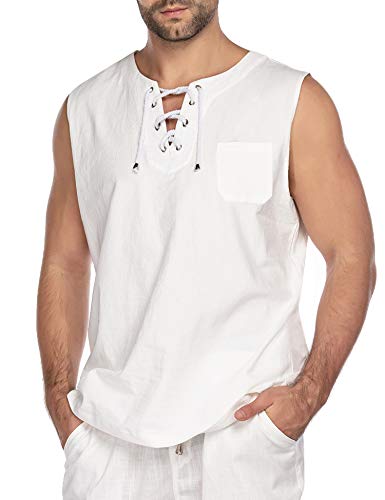 COOFANDY Mens Fashion T Shirt Cotton Tee Hippie Shirts Sleeveless Beach Yoga Top