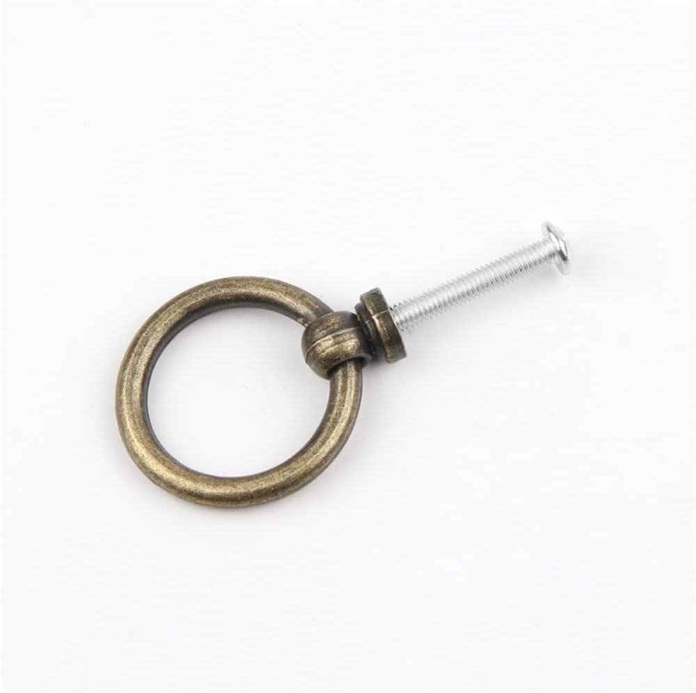 Bronze Back Mounted Screw Single Hole Puller Drawer Cabinet Vintage Chinese Furniture Zinc Alloy Round Ring Hanging Pull Small Knob (1)