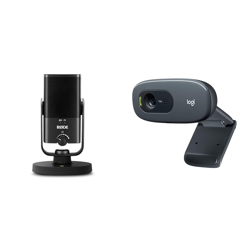 RØDE NT-USB Mini vielseitiges USB-Studio-Kondensatormikrofon & Logitech C270 Webcam, HD 720p, 60° Sichtfeld, Fester Fokus