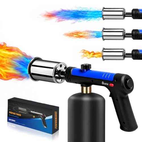 Image of Torch Gun with One-Touch Max Fire, Flame Thrower with Safety Lock, Blow Torch Gun for BBQ, Grill, Charcoal Lighter, Cooking Flamethrower for Camping, Outdoors (Tank Not Included)