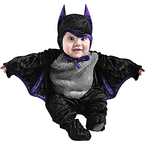 Image of Sanpersonlin Kids Halloween Bat Outfits Baby Boys Girls Halloween Romper One-Piece Jumpsuit Bats Toddler Bodysuit Pants Set (Yxx015A-Grey, 18-24 Months)