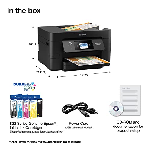 Image of Epson Workforce Pro WF-3820 Wireless All-in-One Printer with Auto 2-Sided Printing, 35-Page ADF, 250-sheet Paper Tray and 2.7 inch Color Touchscreen (Renewed)