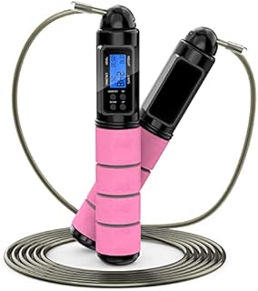 Skipping Rope with Counter for Calories Timer Memory Foam Handle Upgraded Bearing Beads, Skipping Rope for Exercise, Crossfit, Workout, Boxing, HIIT, Gym
