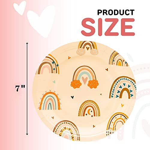 Hspaidyp 50Pcs Boho Rainbow Party Supplies,Boho Rainbow Party Tableware Plates,7 Inch Boho Plates For Kids Boho Rainbow Birthday Party Decorations Baby Shower (Boho Rainbow Plates) #TOP1