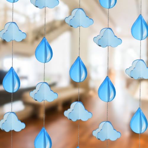 Image of Cloud Paper Frills Garland Pack of 4 - Decorative Hanging Streamers for Birthday Parties, Baby Showers & Events | Colorful Paper Ladi Series for Wall, Ceiling & Backdrop Decoration