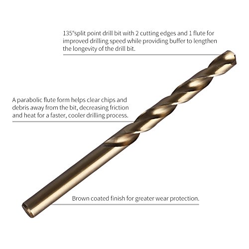 Twist Drill Bit Set 15-Piece Round Handle Sae Hss Perfect For Wood Plastic Metal With Plastic Box #TOP1