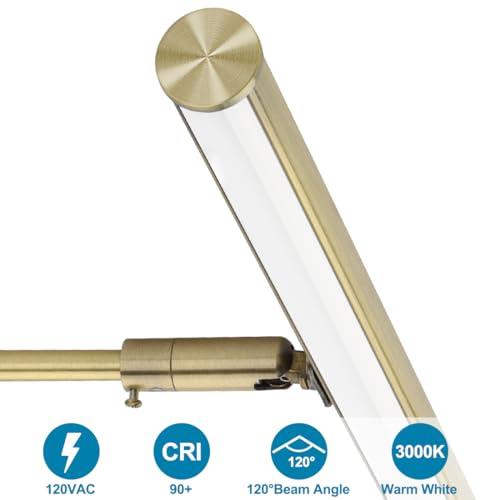 Image of LED Picture Lights for Paintings Plug in, 14 Inch 4W Adjustable Art Light Gallery Wall Light for Display Art Work, Antique Brass Finish, CRI90+, 3000K Warm White, ETL Listed (Pack of 2)
