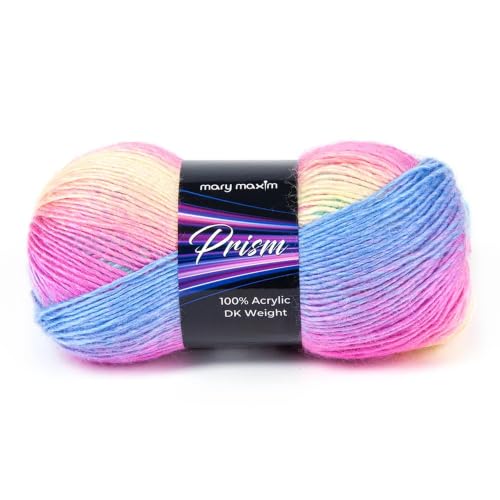 Image of Mary Maxim Prism Yarn, Soft Acrylic Multicolor DK Yarn for Crocheting and Knitting, Light Worsted 3, Ideal for Blankets, Sweaters and Baby Items, 3.5 oz Skein, 290 Yards - Rainbow - 1 Skein | Ombre Yarn, 3 Weight, Machine Wash, For Knitting and Crochet, Create Baby Items, Blankets, Afghans, Clothing Variegated Yarn