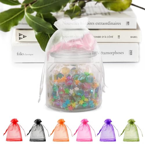 ANZNKU 50PCS Organza Bags 6x9 Large White Gift Bags for Candy Goodie Sachet Jewelry Mesh Bag Drawstring Sheer Packaging Pouches for Wedding Favors Graduation Birthday Party Baby & Bridal Shower