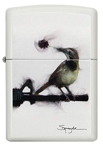 Encendedor Zippo Spazuk pájaro con rosa blanco mate miniatura 2
