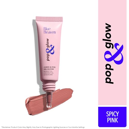 Image of Blue Heaven Pop & Glow Eye & Cheek tint blusher for face makeup, Blush enriched with Rosehip and Coconut oil - Spicy Pink, 12ml