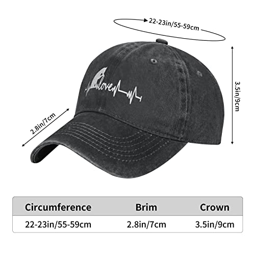 Yipaidel Women's Cat Love Heartbeat Washed Hat, Adjustable Vintage Distressed Baseball Cap For Women And Men Black #TOP1