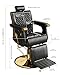 Baasha Classic Gold Reclining Barber Chair, Luxury Trim Design with PU Upholstery, Comfortable Cushion and Swivel Base, 440 lbs Capacity