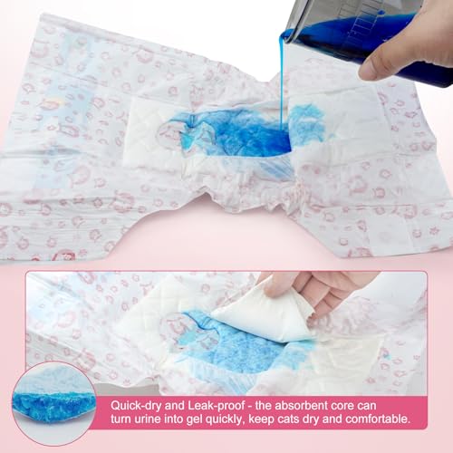 Image of Disposable Cat Diapers, 40 Count - Perfect for Both Male and Female Cats, for Elderly, (L) Incontinent, or Post-Surgery Cats and Dog - Leak-Proof, Super Absorbent & Hypoallergenic Pet Diapers