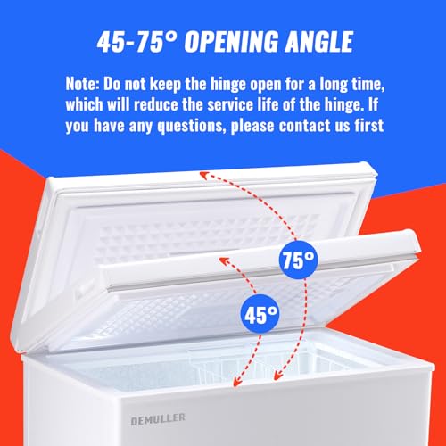 DEMULLER 5.0 CU.FT Deep Freezer Top Open Door Compact Freezer Chest Freezer with Removable Storage Basket for Home Kitchen Garage White - Thumbnail 5