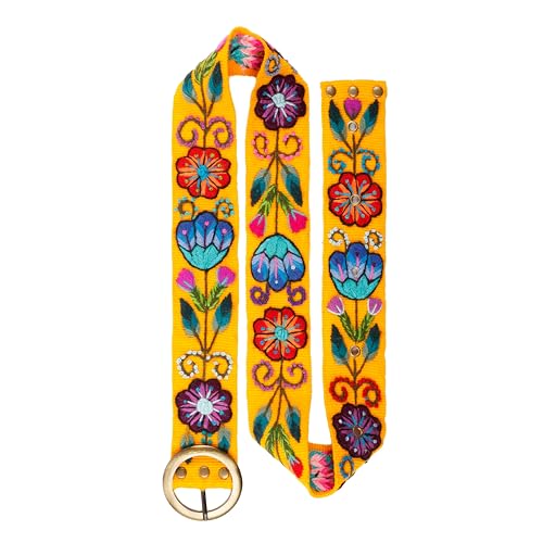 Embroidered Flower Belt for Women - Mexican Style Floral Belt