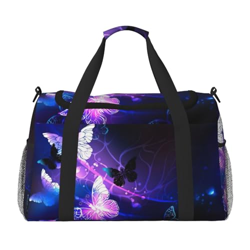 Sac de nuit noir à imprimé papillons de nuit idéal comme sac de week-end taille unique