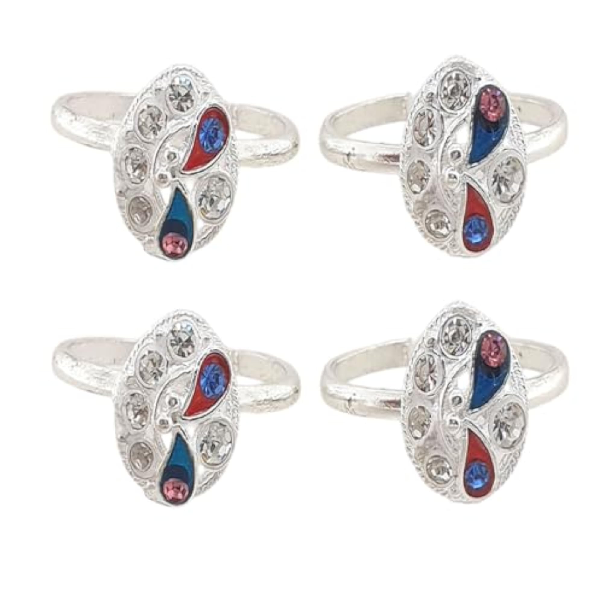 Women's 4pc Sparkling Multi Color Zircon Toe Rings Set