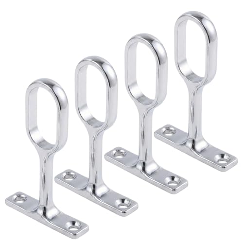 KAHZOR 4 Pièces Kit de Barre de Penderie Ovale, Support Tringle Penderie, Supports Ovales pour Rail de Penderie, Tringle Dressing, Support de Tringle D'armoire