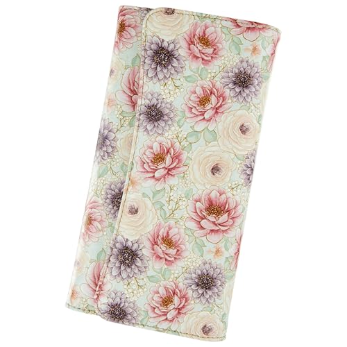 Image of Womens Wallet Leather RFID Blocking Trifold Ladies Purse long Clutch Credit Card Holder Phone Checkbook Organizer (Vintage Floral)