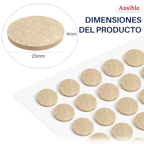 Miniatura 2 de 60 Piezas Fieltro Adhesivo Para Muebles Protector Patas De Sillas Antirrayaduras Y Silencioso Redondo 25 Mm Beige