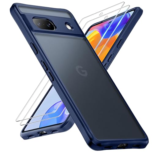 TOCOL for Google Pixel 8a Case,[Upgraded Full Camera Protection] with 2 Pack Screen Protector,[Shockproof Protection] Translucent Matte Hard Back for Pixel 8a,Black