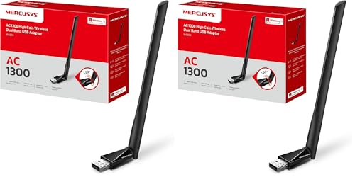 Clé WiFi Puissante AC1300Mbps MERCUSYS MA30H Adaptateur USB Double Antenne Lot de 2