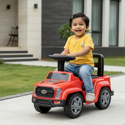 Image of Toy Zone Raptor Baby Ride on Car for Kids, Toddlers Push Ride Baby Kids Car with Backrest, Push Ride on Toy Jeep with Music & LED Light, Under Seat Storage, 2 to 5 Years (Red)