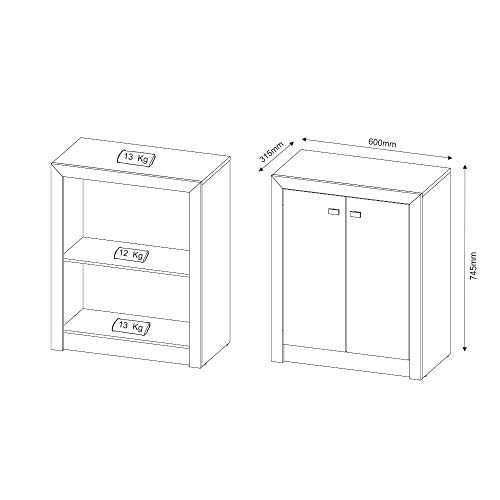 Armário para Escritório Baixo Tecno I 2 Pt Nogal