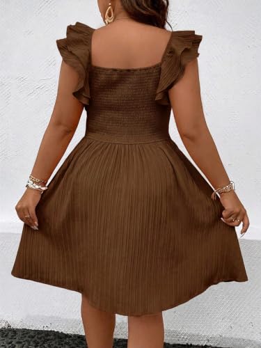 Image of Floerns Women's Plus Size Wrap Front Sweetheart Neck Ruffle Cap Sleeve A Line Dress