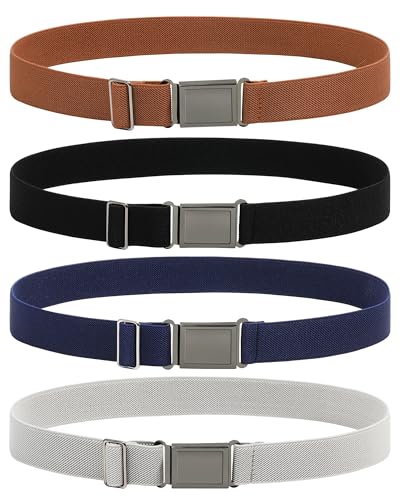 Kajeer Magnetic Boys Belt Adjustable Elastic Kids Belts for Boys Girl with Magnetic Buckle(Black+Navy Blue+Brown+Grey)