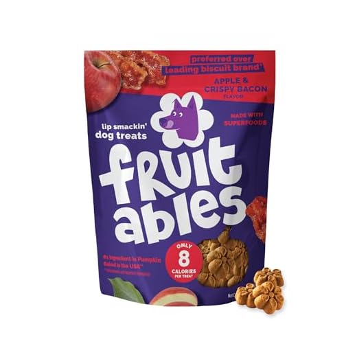 Fruitables Baked Dog Treats, Healthy Pumpkin Treat for Dogs, Low Calorie & Delicious, Free of Wheat, Corn and Soy, Made in the USA, Apple and Crispy Bacon Flavor, 12oz