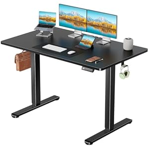 Marsail Electric Standing Desk with One-Piece Desktop,48 x 30 inch Height Adjustable Office Gaming Computer Desk with Deeper Tabletop,Home Office Stand up Desk with 4 Memory Presets, Desk for Bedroom