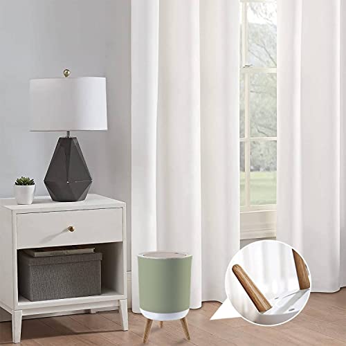 Image of Small Trash Can with Lid for Bathroom Kitchen Office Diaper Plain beautiful sage green solid color a shade grey green color Bedroom Garbage Trash Bin Dog Proof Waste Basket Cute Decorative