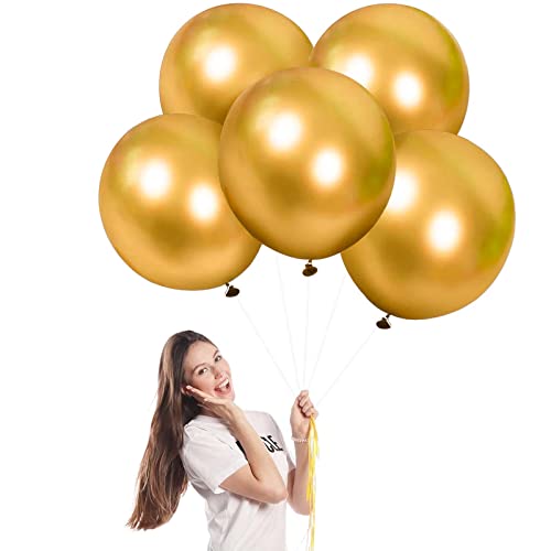 Ballon Or,5 Pièces 18 Pouces Ballons de Baudruche,Ballon Anniversaire,Ballons Or en Latex Métallique Helium Gonflable de Fete,Mariage,Baby...