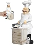 SUPVOX Resin Chef Figurine for Kitchen Decor White 11 Inch Cooking Statue Home Decoration Ornament for Bar Restaurant Shelf Display