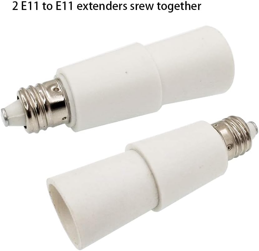10pcs E11 to E11 mini Candelabra Light Socket Base e11 led lamp Holder Adapter Extender Converter Extension(10pcs E11 to E11 Extender)