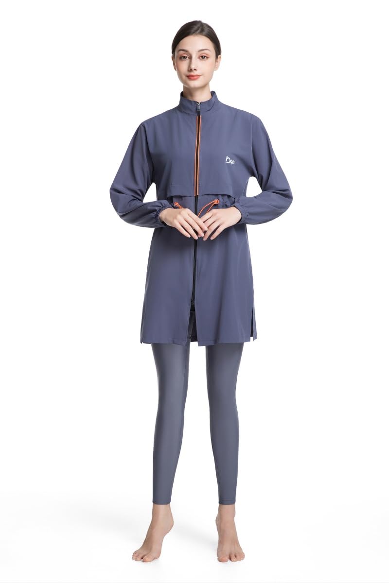 Costume intero coprente donna con cappuccio, maniche lunghe e pantaloni, morbido e ampio,immersione