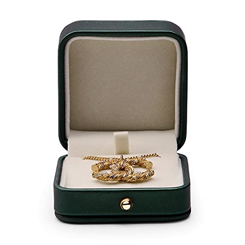 Leather Necklace Boxes Jewelry Gift Pendant Box Elegant Necklace Case for Birthday, Proposal, Engagement, Wedding, Valentine's Day(Green)