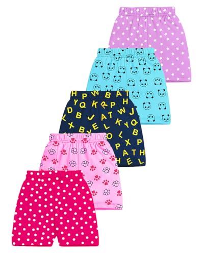 Image of Kuchipoo Girls Regular Fit Cotton Shorts - Pack of 5