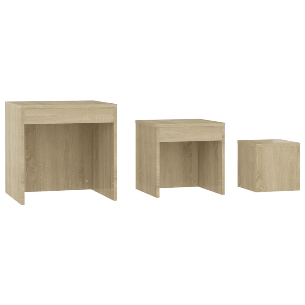 vidaXL Tables Gigognes 3 pcs Tables d'Appoint Tables Basses Tables de Canapé Bouts de Canapé Salle de Séjour Salon Intérieur Chêne Sonoma Aggloméré
