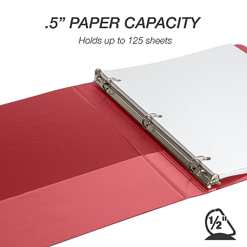 Image of Samsill Durable 0.5 Inch Binder, D Ring Binder, 100% Recycled Chipboard, Red, 4 Pack
